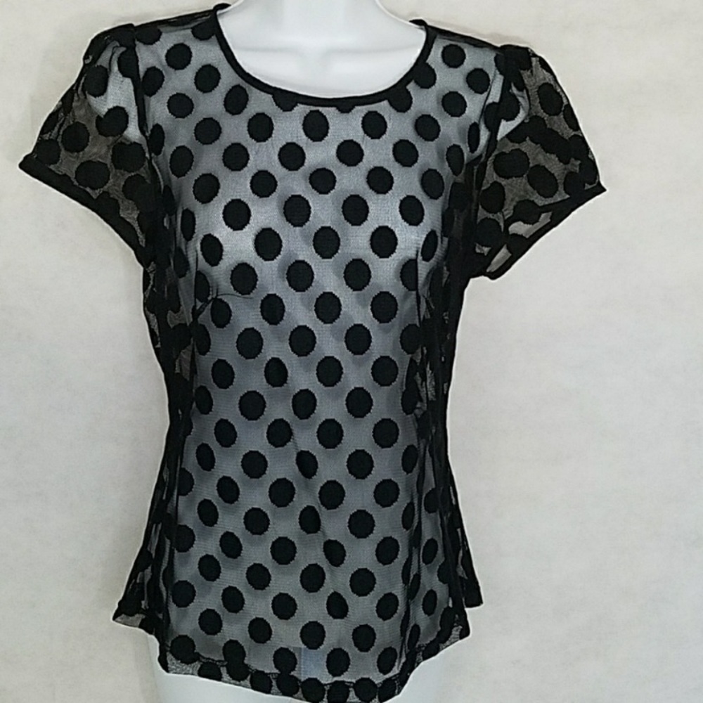 Saks Fifth Ave Black Label Polka Dot Sheer Top